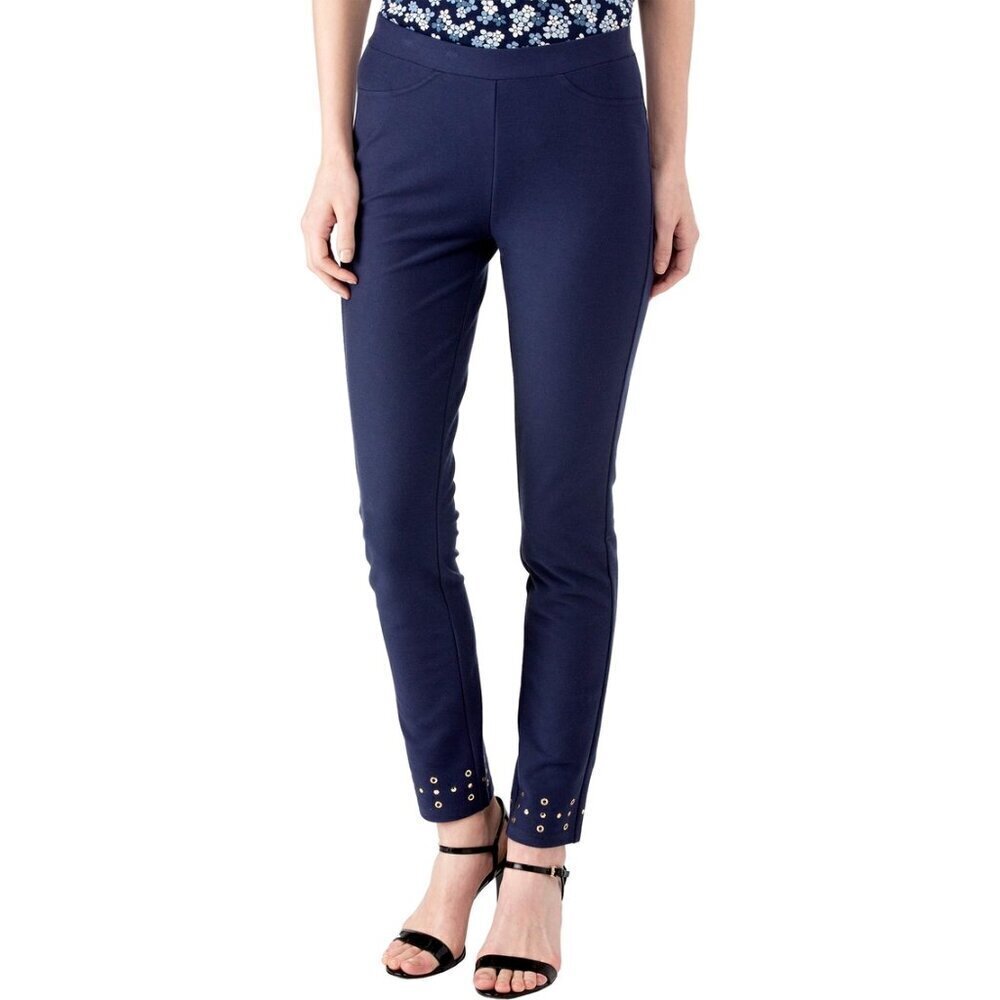 NWT Michael Michael Kors Petite Embellished Leggings Navy Blue Mid Rise